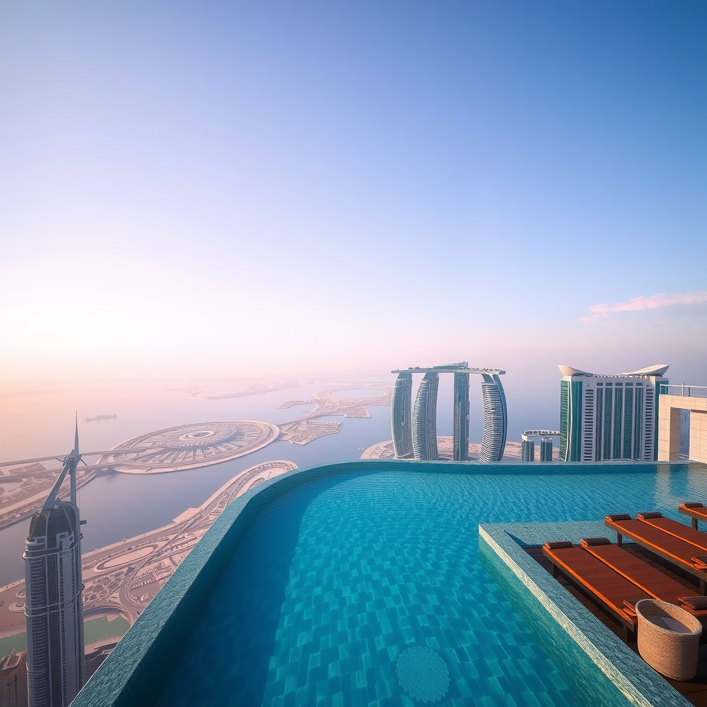 View of Palm Jumeirah at sunset