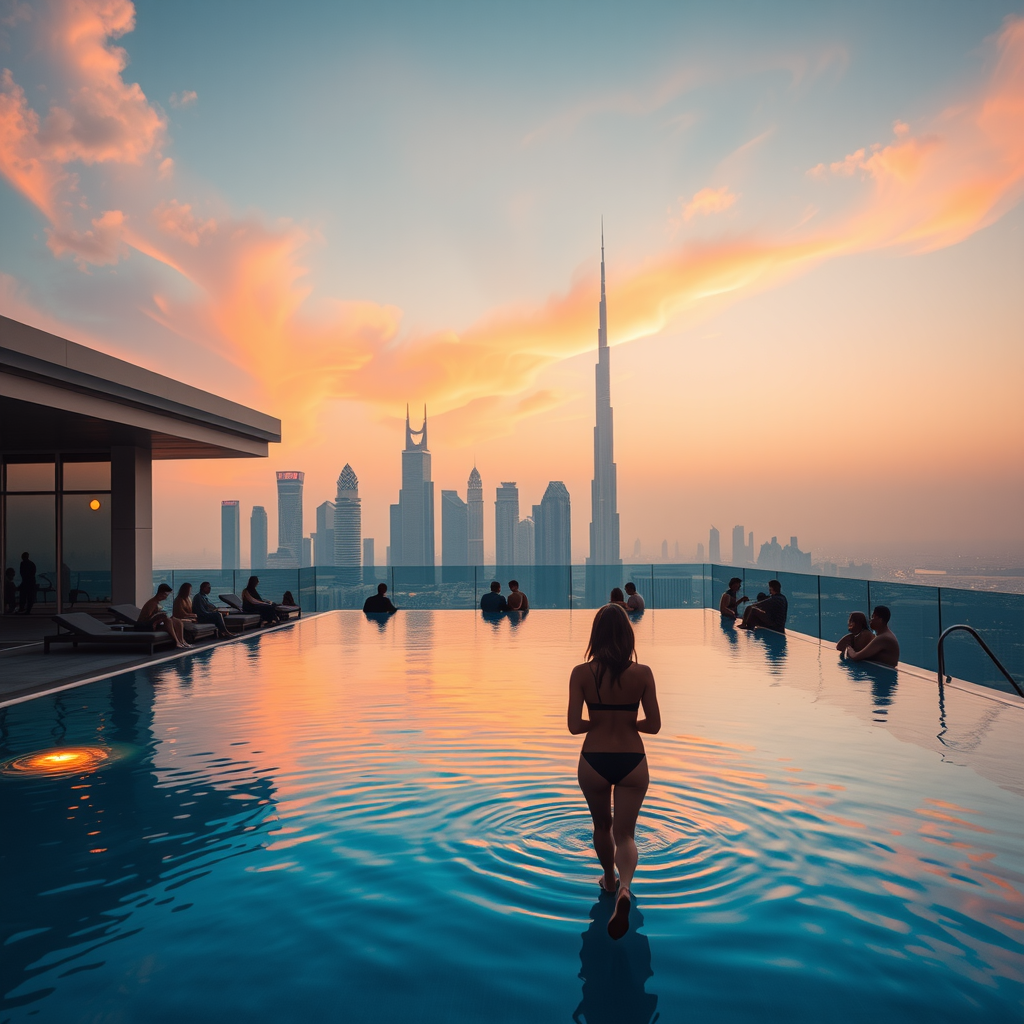 Relaxing daytime pool scene