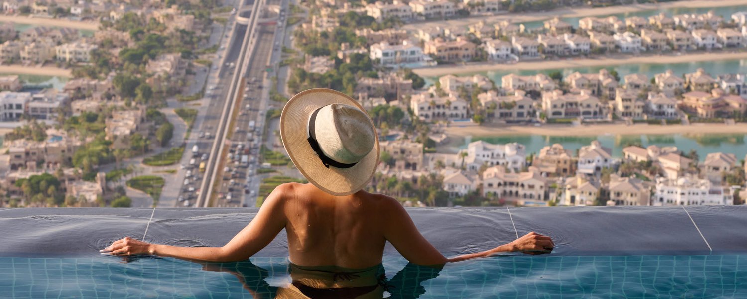 Luxury pool view above Dubai